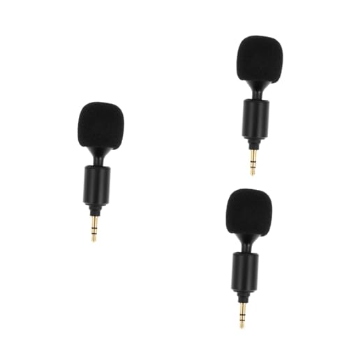 Veemoon 3pcs Stereo Microphone for Mobile Phones Bendable Live Streaming Mic Connector Versatile Laptop Home Use for Gaming Voice Calls and Conferences