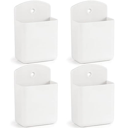 4 Pcs Remote Control Holde Wall Mount, TV Controller Holder, Self Adhesive Remote Holder, Wall Pen Holder Storage Accessories for Home Office School (White) - color: White&4Pcs