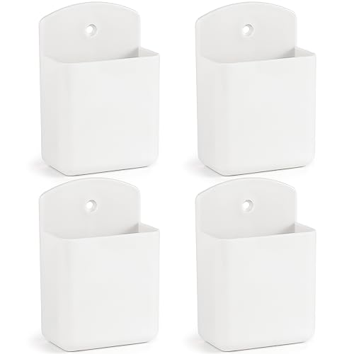 4 Pcs Remote Control Holde Wall Mount, TV Controller Holder, Self Adhesive Remote Holder, Wall Pen Holder Storage Accessories for Home Office School (White) - color: White&4Pcs