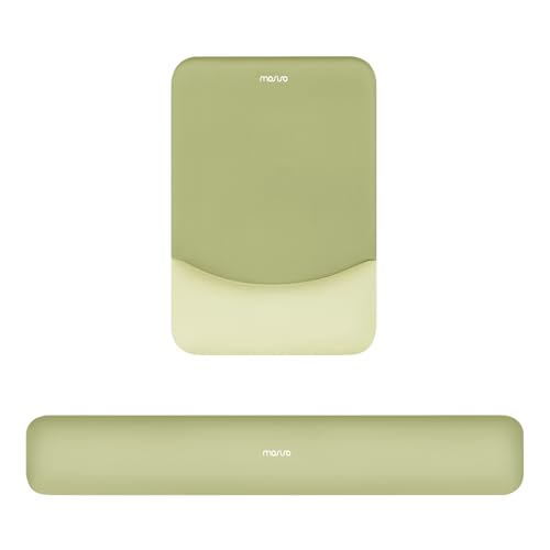 MOSISO Wrist Rest Support Mouse Pad & Keyboard Set, Olive Green | Rectangular Ergonomic Mousepad, Non-Slip Base, Home/Office Pain Relief & Easy Typing, Neoprene Cloth & Raised Silicone Lining - color: Olive Green