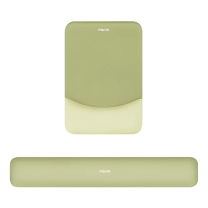MOSISO Wrist Rest Support Mouse Pad & Keyboard Set, Olive Green | Rectangular Ergonomic Mousepad, Non-Slip Base, Home/Office Pain Relief & Easy Typing, Neoprene Cloth & Raised Silicone Lining - color: Olive Green