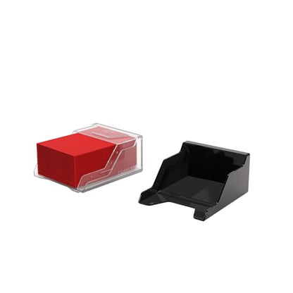 Gamegenic Bastion 50+ XL Deck Box - Compact, Secure, and Perfectly Organized for Your Trading Cards! Safely Protects 50+ Double-Sleeved Cards, White Color, Made - color: Black/Clear