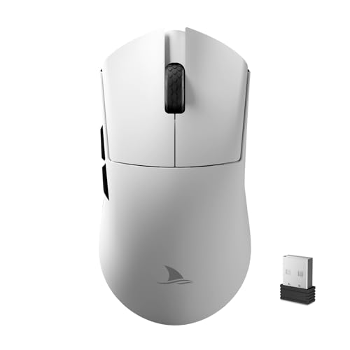 Darmoshark M3V2 8K Wireless Gaming Mouse,Tri-Mode 2.4G/USB-C/Bluetooth Mouse Up to 26000Dpi,PAW3395 Optical Sensor Lightweight 58g,5 programmable Button,Computer Mouse for Laptop,PC,Windows,Mac(White) - color: White, size: M3V2