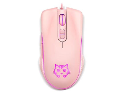 Gaming Wired USB Mouse, 2400DPI 4 Adjustable Levels, Ergonomic Slient Mouse for PC/Desktop/Laptop - Pink Cat