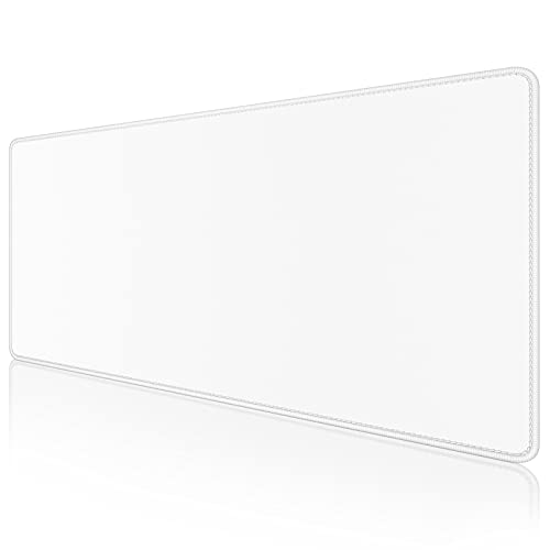 Dapesuom Large Mouse Pad, Extended Gaming Mouse Mat with Stitched Edges, Waterproof Full Size Desk Mats with Non-Slip Base, Computer Big Desktop Keyboard Pad for Laptop, Office, 23.6 x 11.8 in, White - color: Ivory White, size: 23.6L x 11.8W inches