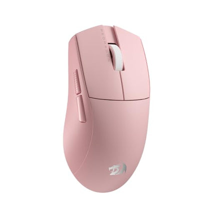 Redragon M916 PRO 3-Mode Wireless Gaming Mouse, 55G Ultra-Light 26K DPI Mouse w/Ergonomic Natural Grip Build, Full Programmable Buttons, Software Supports DIY Keybinds & DPI (1K Hz, Pink) - color: Pink, style: 1K Hz