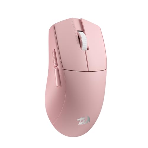 Redragon M916 PRO 3-Mode Wireless Gaming Mouse, 55G Ultra-Light 26K DPI Mouse w/Ergonomic Natural Grip Build, Full Programmable Buttons, Software Supports DIY Keybinds & DPI (1K Hz, Pink) - color: Pink, style: 1K Hz