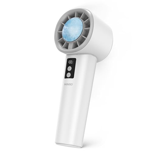 MINISO Portable Fan with Coolling Plate, Handheld Turbo Fan Rechargeable | Ice Fan 3000 mAh, USB Makeup, 7-Speed 1-120, Max 10 H Cold Personal Fan for Travel, Office, Subway, Shopping, Camping - color: Gray