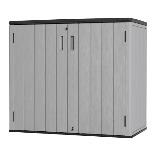 Mrosaa Large Outdoor Storage Box,Resin Sheds&Outdoor Storage Waterproof/Lockable,Outdoor Storage Cabinets for Balcony,Garage,Backyard (37Cu.ft-Pale Grey) - color: 37Cu.ft-Grey