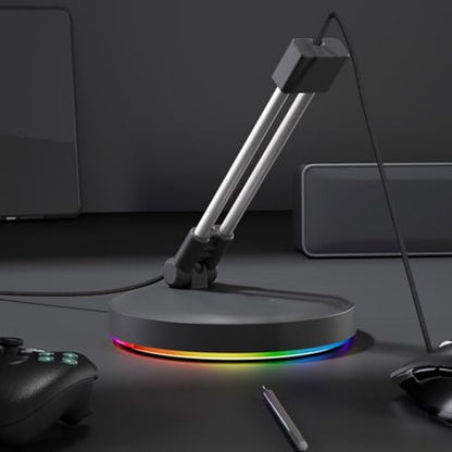 Color LED Gaming Mouse Bungee Slipproof Rubber Base Cable Management Bracket