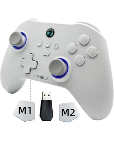 COOBILE Wireless Gaming Controller, Bluetooth Gamepad with Hall Joystick, hall trigger, Macro Back Key, no blind zones, support six-axis somatosensory,for iOS, Android, PC, Switch, Steam (white)