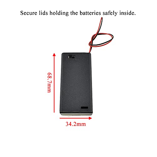 HAHIYO 3V AA Battery Holder Bundle with Wire Sturdy Cover Flexible Springs Contact Build-in Switch Batteries Black Case Easy Install 8 Pieces for Wall Clocks Ham Radio Kids Toys - style: 2AA-8P