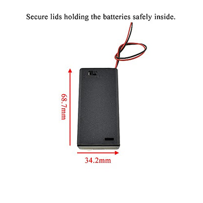 HAHIYO 3V AA Battery Holder Bundle with Wire Sturdy Cover Flexible Springs Contact Build-in Switch Batteries Black Case Easy Install 8 Pieces for Wall Clocks Ham Radio Kids Toys - style: 2AA-8P