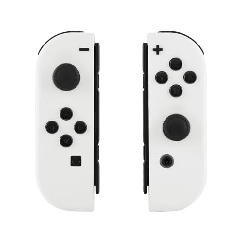 eXtremeRate DIY Replacement Shell Buttons for Switch & Switch OLED, White Custom Housing Case with Full Set Button for Joycon Handheld Controller - Controller NOT Included - color: White