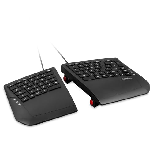 Perixx PERIBOARD-524B US, [Firmware Updated] Wired Ergonomic Split Keyboard - Up to 2 Ft Seperation - Adjustable Tilt Angle - Low Profile Membrane Keys - Black - US English - style: Wired