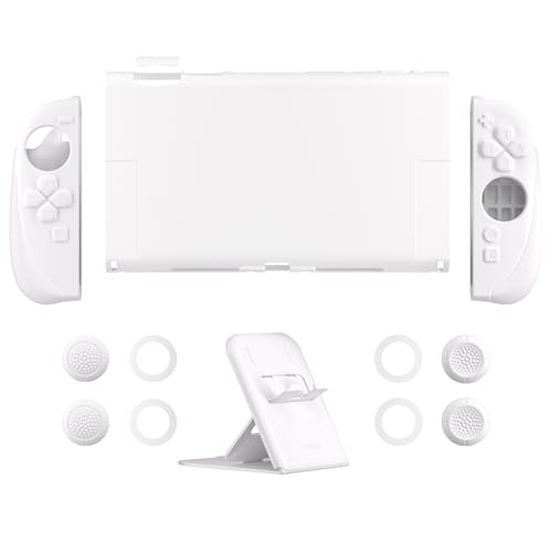 PlayVital Ranger Protective Case for Nintendo Switch 2 with Stand | Ergonomic Anti-Slip Silicone Grips, Dockable Hard Shell, 4 Thumbstick Caps | Quick-Release-Joycon Design Full-Body Cover, White - color: White