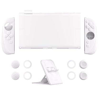 PlayVital Ranger Protective Case for Nintendo Switch 2 with Stand | Ergonomic Anti-Slip Silicone Grips, Dockable Hard Shell, 4 Thumbstick Caps | Quick-Release-Joycon Design Full-Body Cover, White - color: White