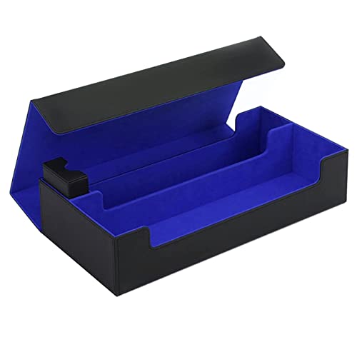 Premium Trading Card Storage Case TCG Deck Box Holds 800+ Sleeved Cards for MTG, YuGiOh, Uno, Sport with Strong Magnet Closure (Black/Blue) - color: A-Black/Blue - 800 Cards