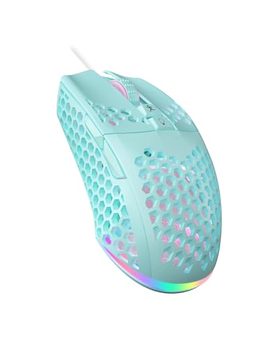 SOLAKAKA SM900 Green Wired Gaming Mouse with Honeycomb Shell,12800 DPI,7 Programmable Buttons,Lightweight Gaming Mice Ergonomic Computer Mouse Gaming for Windows/PC/Mac/Laptop Gamer - color: Green