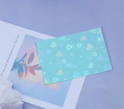 ONLYKXY 100pcs Soft Clear Plastic Heart Glitter Bag Storage Pouch Laser Sleeve Cover Pocket Holder Holographic Photo Protector Top Loader for 3in Trading Card Coin Jewelry (Green) - color: Green