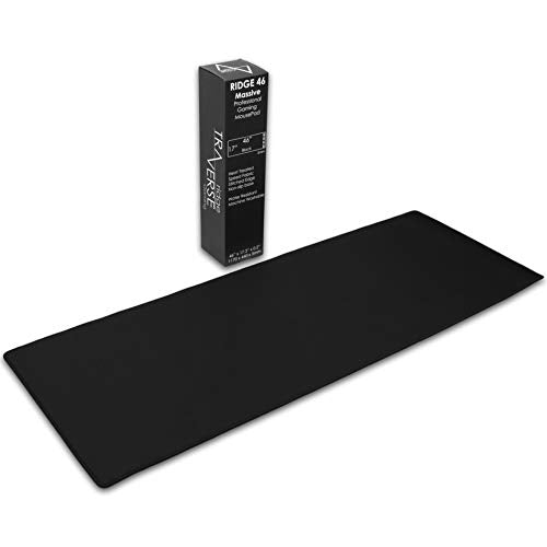 Gaming Mouse Pad (5mm) Massive 46 inch | 46x17.3x0.20 Extra Thick | Black | Stitched Edge, Large Washable Desk Mat - size: 46" Massive (5mm)