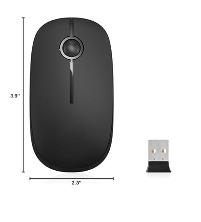 VssoPlor Wireless Mouse, 2.4G Slim Computer Laptop Mouse, Black | Portable Mouse, Plug & Play USB Nano Receiver, Quiet Silent Optical Mice for Notebook, PC, Laptop, Computer, Windows, Mac - color: Black