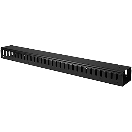 StarTech.com 3ft (1m) Vertical Cable Management Duct with Cover - 0U Open Slot Finger Duct Wire Raceway for 19 Inch Server Rack - Slotted Cord Channel (CMVER20UF) - style: Finger Duct