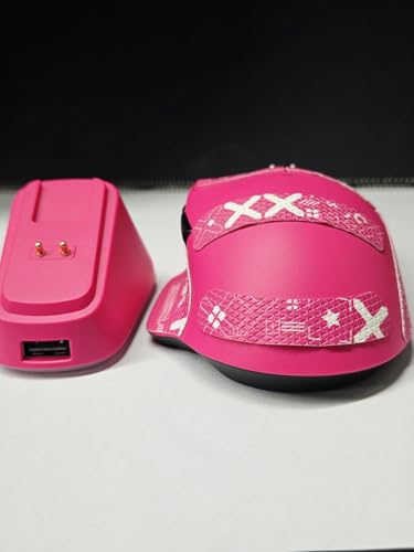 ATTACK SHARK V6 Wireless Gaming Mouse with RGB Charging Dock, 25K DPI PAW3311 Sensor, 1K Polling Tri-Mode PC Mice, 500mAh Battery, Cloud-Based AI Driver for Win/Mac, Red & Tape - color: Berry Red&Tape