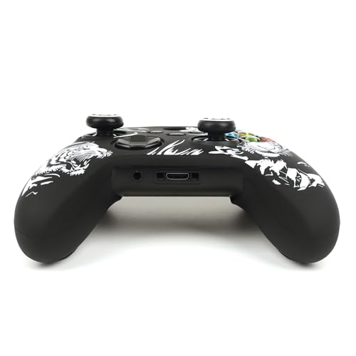 Tiger HeadController Skin Compatible with Xbox Series X Wireless Controller, RALAN Protector Case， Customised Thumb Grips Cap - color: Tiger Head black white