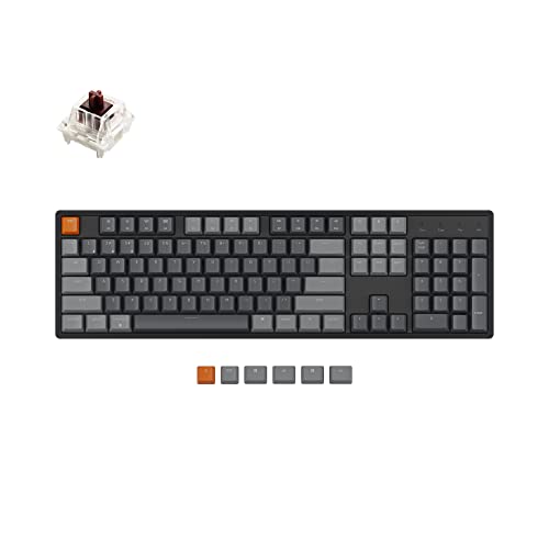 Keychron K10 RGB Full Size Layout Hot-Swappable Mechanical Keyboard for Mac Windows, Multitasking 104-Key Bluetooth Wireless/USB Wired Gaming Keyboard with Keychron Super Brown Switch Aluminum Frame - color: Hot-swap Keychron Super Brown Switch
