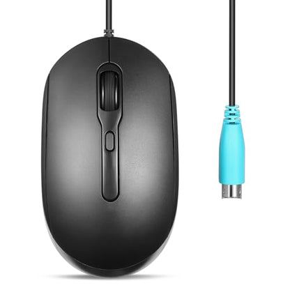 Perixx PERIMICE-222PB Wired PS/2 Optical Mouse - Long 5.9 Ft Cable - Optical 1200/1600/2000 DPI Design - Black - style: PS/2