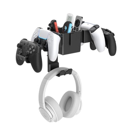 KDD 3 in1 Controller Headphone Wall Mount - Universal Gaming Controller Organizer Stand with Storage Box - Gamepad Hanger Fits Xbox Series X/S, PS4, PS5, Switch, Steam, Video Game Accessories