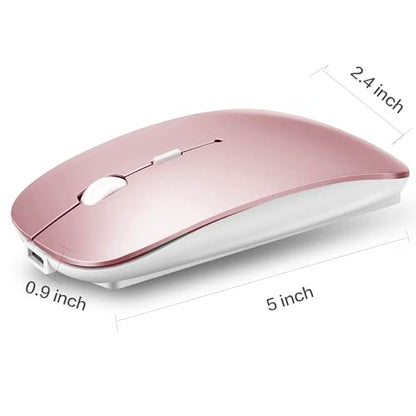 PEIBO Bluetooth 5.2 Mouse, Rechargeable Wireless Mouse for MacBook, iPad Pro, Chromebook, Windows Notebook, DELL, HP PC, Pink - color: pink