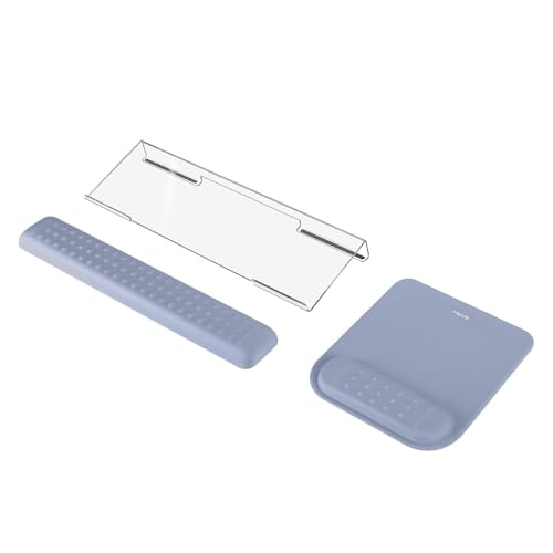 MOSISO Computer Keyboard Stand&Wrist Rest Support for Keyboard &Mouse Pad Set, Ergonomic Massage Wrist Rest Set, Easy Typing Working Acrylic Clear Stand for Office Home, Lavender Gray - color: Lavender Gray