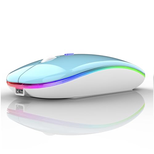 PEIBO Bluetooth Wireless Mouse for Laptop mac MacBook ipad MacBook air MacBook pro pc Desktop Computer Windows Chromebook Notebook (Blue White) - color: blue white