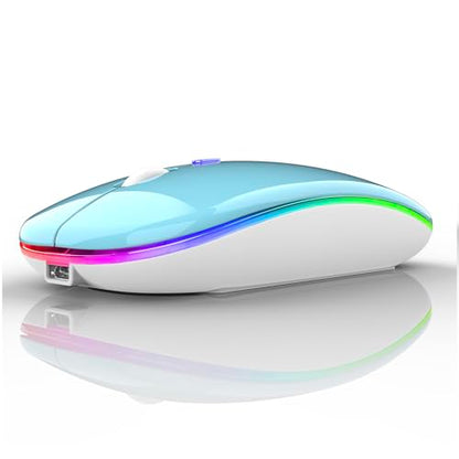 PEIBO Bluetooth Wireless Mouse for Laptop mac MacBook ipad MacBook air MacBook pro pc Desktop Computer Windows Chromebook Notebook (Blue White) - color: blue white