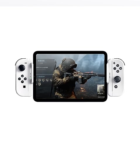 Switch Joycon Controller Holder for Mobiles and Tablets | Enhance Your Mobile Gaming with a Comfortable & Adjustable Grip | Compatible with Android/iOS/iPhone/iPad(Supports 12-25CM) (White). - color: white