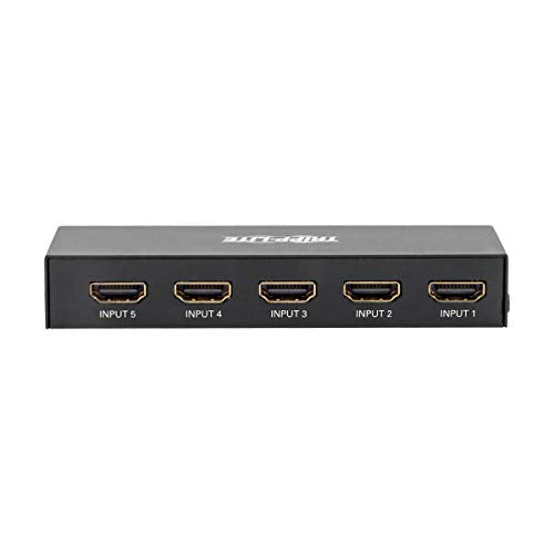 Eaton Tripp Lite 5-Port HDMI Switch with Remote, 5 in 1 Out, 4K@60Hz, Remote Control or Push Button, HDMI Splitter Adapter KVM Selector Box, Plug-and-Play, 3-Year Warranty (B119-005-UHD)