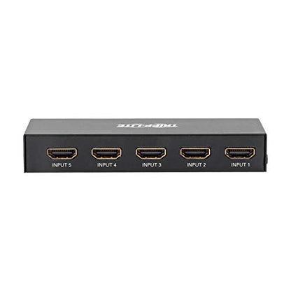 Eaton Tripp Lite 5-Port HDMI Switch with Remote, 5 in 1 Out, 4K@60Hz, Remote Control or Push Button, HDMI Splitter Adapter KVM Selector Box, Plug-and-Play, 3-Year Warranty (B119-005-UHD)