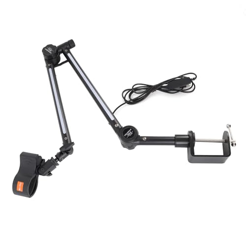 Estink Desk Microphone Stand, Adjustable Metal Boom Arm with RGB Lighting for Streaming and Gaming, Tool Setup with 360 Degree Rotation, Compatible with Most Microphones