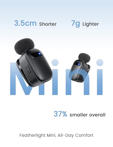 Wireless Mini Lavalier Microphone for iPhone & Android, Dual Clip-On Mics with 30H Charging Case, Intelligent Noise Cancellation, Tiny Portable Mic for Vlogging, TikTok, Live Stream, Teaching Meetings