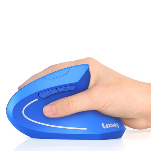 Lekvey Ergonomic Mouse, Vertical Wireless Mouse Rechargeable 2.4G USB Optical Carpal Tunnel Mice : 3 DPI 800/1200/1600 Levels 6 Buttons, for Laptop, PC, Mac, Computer, Desktop, Notebook etc, Blue - color: Blue