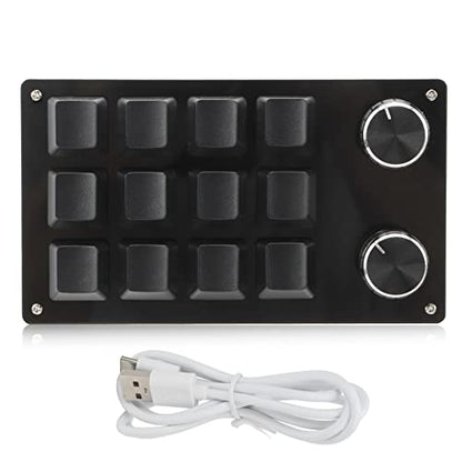 Tbest 12 Keys Programmable Keyboard,One Handed Macro Mechanical Keyboard 12 Key Multifunction DIY Programmable Keypad for Office Gaming Lab