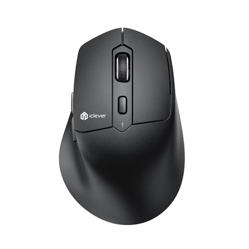 iClever MD360 Bluetooth Mouse for Laptop, Multi-Device Wireless Mouse (Bluetooth & 2.4G) with Mouse Jiggler, Rechargeable, 4 DPI Adjustable, 6 Buttons, Ergonomic, Compatible with Windows, macOS, iPad
