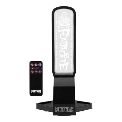 Paladone Fortnite 3-in-1 Headphone Stand and Tech Charging Station with Console Controller Cradle and 2 USB-C Ports, RGB Colour Changing Light Panel, Officially Licensed Gift for Gamers