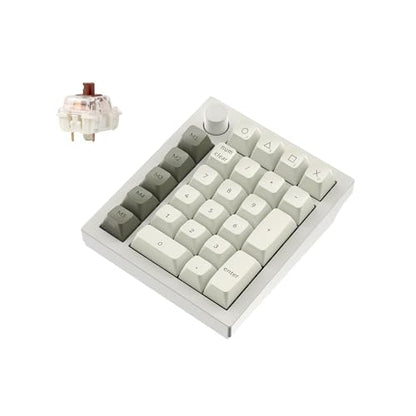 Keychron Q0 Max Wireless Custom Mechanical Numpad, 2.4 GHz/Bluetooth 5.1/Wired QMK Number Pad, RGB Hot-Swappable with Gateron Brown Switch for Laptop Mac Windows Linux - White - color: Gateron Jupiter Brown Switch-White