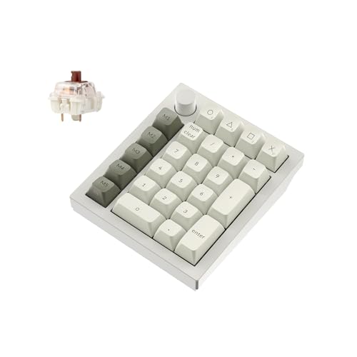 Keychron Q0 Max Wireless Custom Mechanical Numpad, 2.4 GHz/Bluetooth 5.1/Wired QMK Number Pad, RGB Hot-Swappable with Gateron Brown Switch for Laptop Mac Windows Linux - White - color: Gateron Jupiter Brown Switch-White