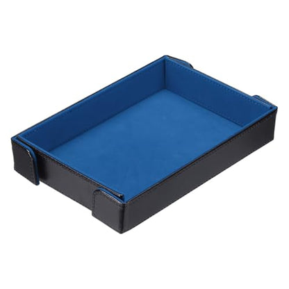uxcell PU Leather Dice Tray, Rectangle Magnetic Folding Velvet Portable Folding Dice Rolling Tray for Table Games Keys Wallet Watch Coin, Sapphire - color: Sapphire