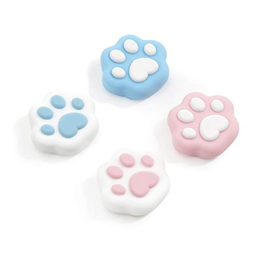 GeekShare Cat Paw Shape Thumb Grip Caps Soft Silicone Joystick Cover Compatible with Switch/OLED/Switch Lite,4PCS (Pink & Blue) - color: Pink Blue Cat