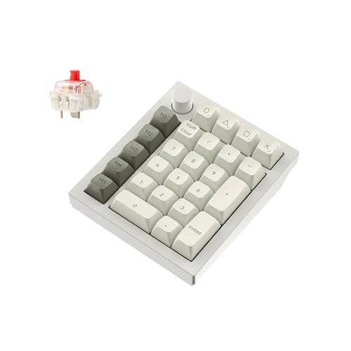 Keychron Q0 Max Wireless Custom Mechanical Numpad, 2.4 GHz/Bluetooth 5.1/Wired QMK Number Pad, RGB Hot-Swappable with Gateron Red Switch for Laptop Mac Windows Linux - White - color: Gateron Jupiter Red Switch-White